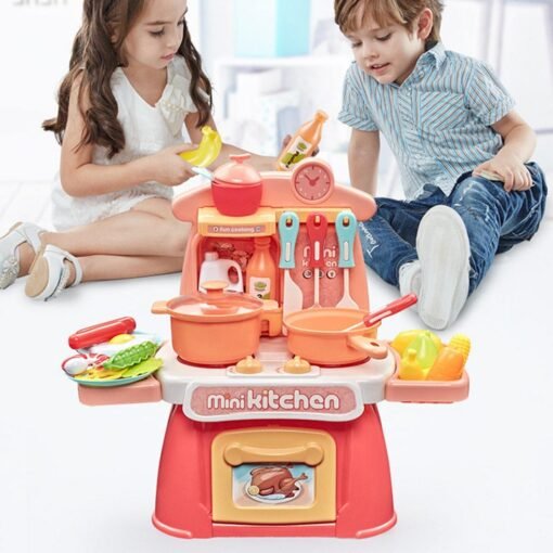 White Smoke 26 IN 1 Kitchen Playset Multifunctional Supermarket Table Toys for Children's Gifts