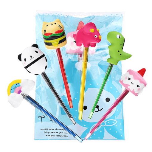 6PCS Squishy Pen Cap Wholesale Panda Dinosaur Unicorn Cake Animal Slow Rising Jumbo with Pen Stress Relief Toys Gift - Toys Ace