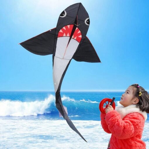 Light Sky Blue 55/77 Inches Big Size Shark Kite Kid Outdoor Play Toys Without Line Winder