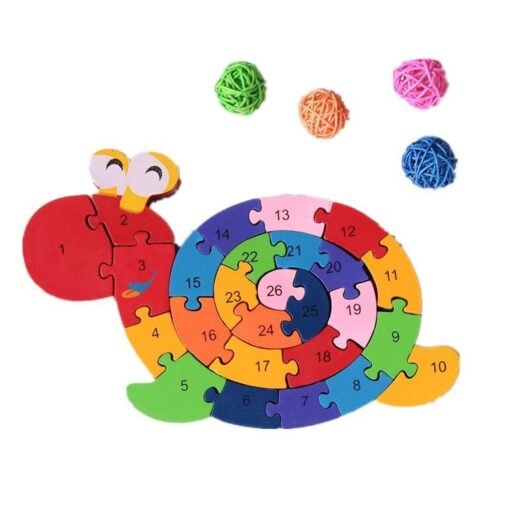 Firebrick 26Pcs Multicolor Letter Children's Educational Building Blocks Snail Toy Puzzle For Children Gift