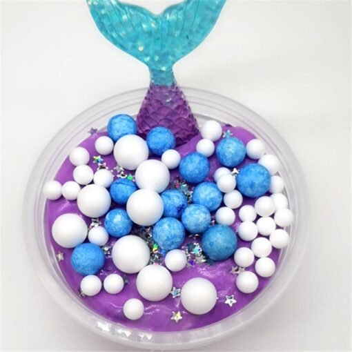 Cornflower Blue 60ML Slime DIY Mermaid Cotton Mud Foam Ball Ocean Crystal Decompression Mud DIY Gift Toy