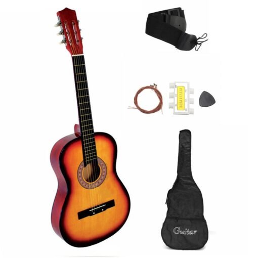 Goldenrod 38 Inch 6 Strings Beginner Classical Guitar Starter Kit w/Case, Strap, Tuner, Pick, Strings