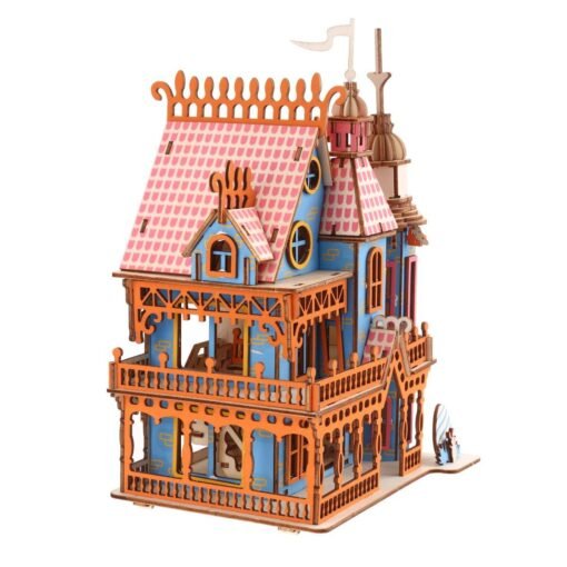 Coral 174PCS 3D Wooden Laser Cutting Dream Villa Three-dimensional Assembly Puzzle Model Educational Toys for Kids Gift