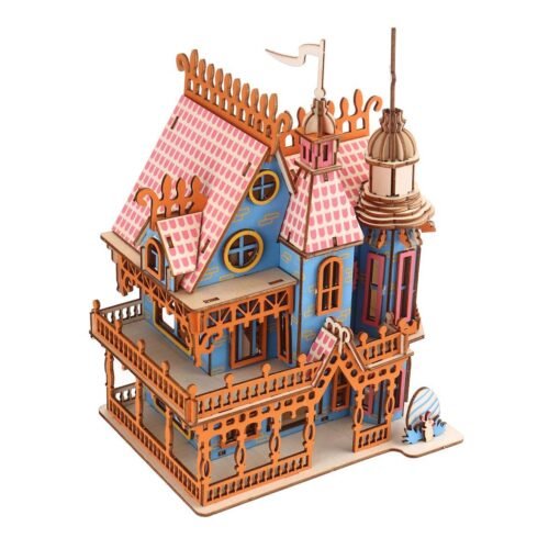 Coral 174PCS 3D Wooden Laser Cutting Dream Villa Three-dimensional Assembly Puzzle Model Educational Toys for Kids Gift