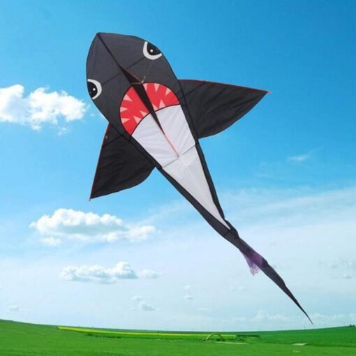 Light Sky Blue 55/77 Inches Big Size Shark Kite Kid Outdoor Play Toys Without Line Winder