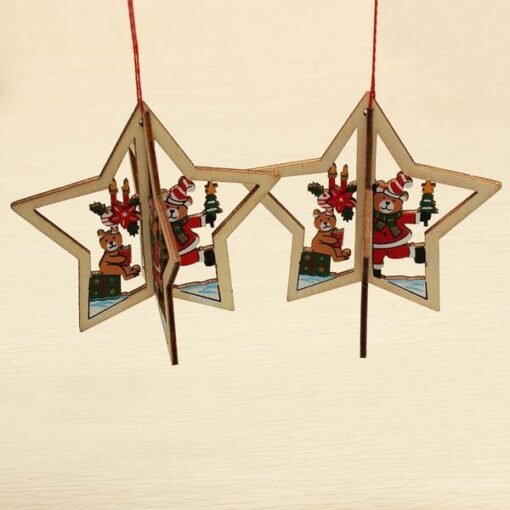 Rosy Brown 2PCS Christmas Wood Five-Pointed Star Christmas Tree Accessories