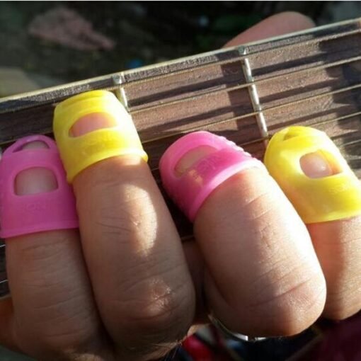 Pale Violet Red 4 In 1 Guitar Fingertip Protectors Silicone Finger Guards For Ukulele