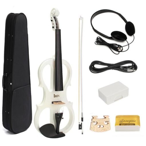 Beige 4/4 Electric Violin with Headphone Gig Bag Bow Cable for Beginner