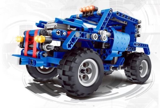 Midnight Blue 374PC Funny DIY Assembling Pull Back Building Blocks Cars Model Toys For Kids Children Gift