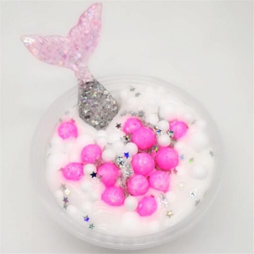 Hot Pink 60ML Slime DIY Mermaid Cotton Mud Foam Ball Ocean Crystal Decompression Mud DIY Gift Toy