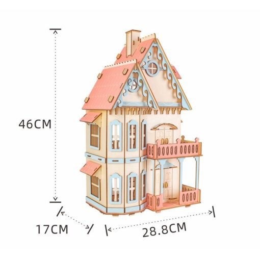 Tan 3D Wooden Simulation Assembly Building Model  Gothic house/ Dream Villa/ St. Vasey Church For Children Toys