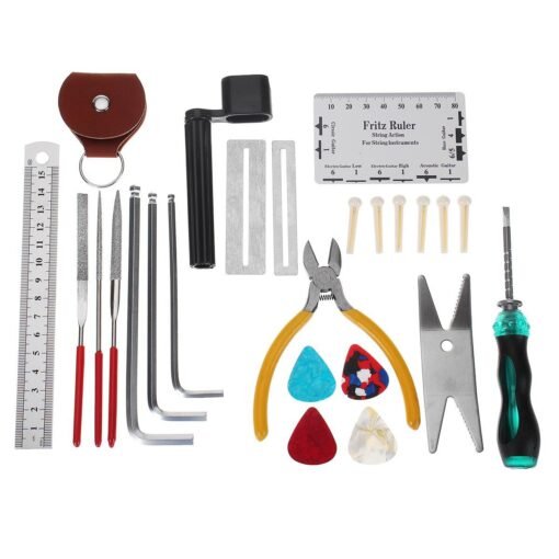 Goldenrod 26Pcs Guitar Maintenance Repair Tools Full Set Tool Kit Pliers Care Kit with Bag