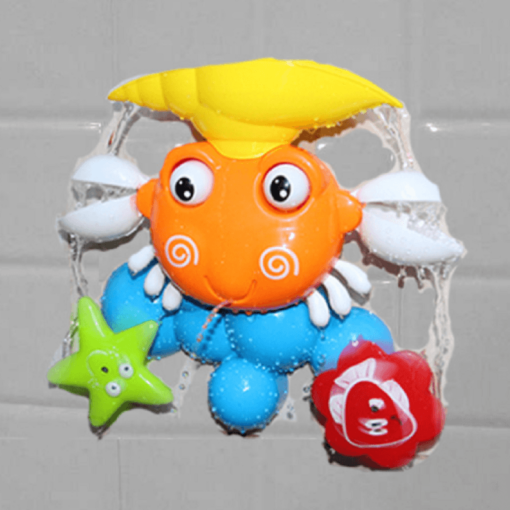 Dark Orange Baby Crab Windmills Bath Toy Faucet Plastic Wash Toys Spray Water Fun
