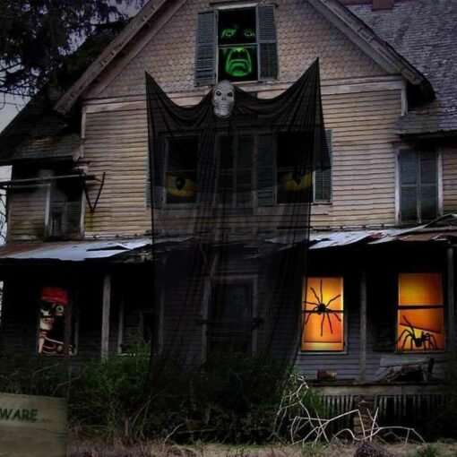 Black Halloween Ghost Hanging Decorations Scary Creepy Indoor/Outdoor Decor 6.6x10.8ft
