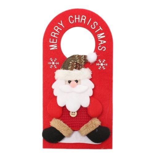 Firebrick Christmas Decoration Santa Claus Elk Applique Style Lovely Detailed Design Padded Felt Door Hanger