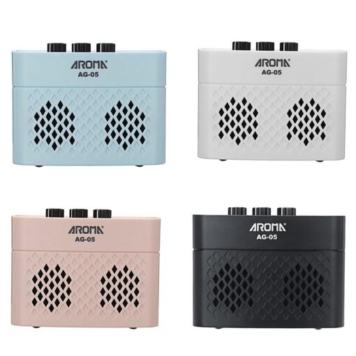 Gray AROMA AG-05 Bluetooth Electric Guitar Amp Amplifier 5-Watt Stereo Output Distortion Gain Tone Control 3.5mm Monitoring 6.35mm