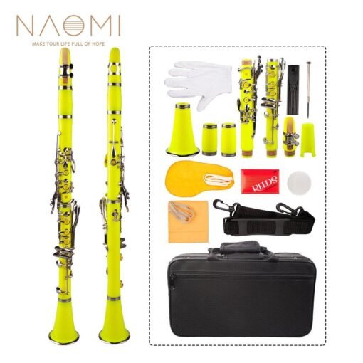 NAOMI Professional Bb 17-Key Clarinet ABS Clarinet Cupronickel Plated Nickel Kit W/ Clarinet+Reeds+Strap+Case+Components