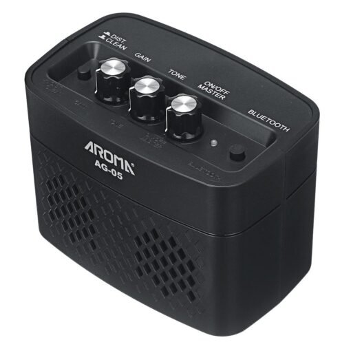 Dark Slate Gray AROMA AG-05 Bluetooth Electric Guitar Amp Amplifier 5-Watt Stereo Output Distortion Gain Tone Control 3.5mm Monitoring 6.35mm
