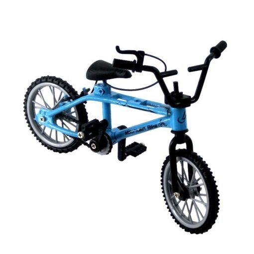 Steel Blue Mini Simulation Alloy Finger Bicycle Retro Double Pole Bicycle Model w/ Spare Tire Diecast Toys With Box Packaging