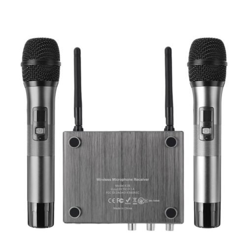 Dim Gray Gitafish K28 Wireless Handheld Microphone System with 2 Cordless Mics and Receiver Box Professional Live Equipment Optional 25 Channels UHF Band Wire