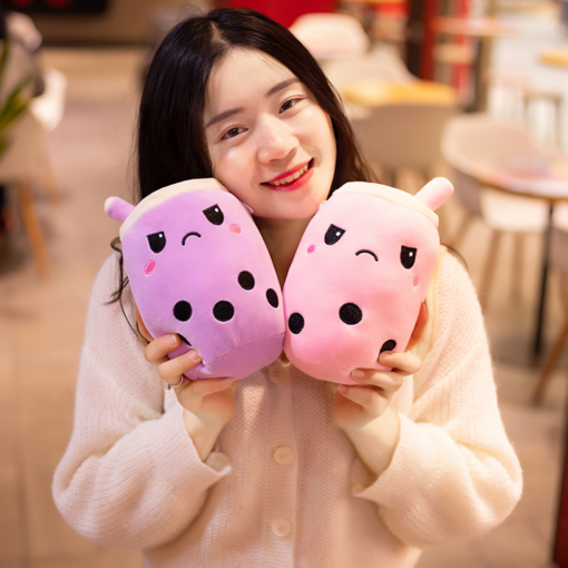Pillow Cup Cross-Border Supply a Variety Strawberry Tea Cup Pillow Plush Smiley Milk Tea Cup Pillow Pearl Milk - Toys Ace