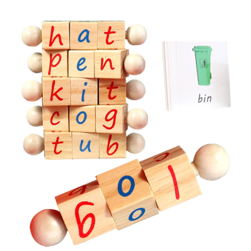 Children'S Wooden Rotating Word Blocks - Toys Ace