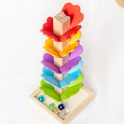 Rainbow Petal Wooden Ball Track Toy - Toys Ace