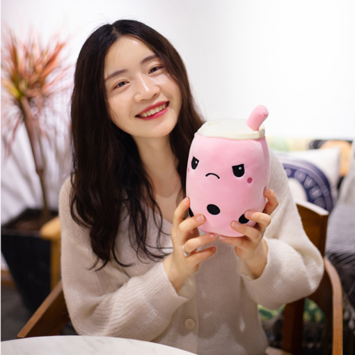 Pillow Cup Cross-Border Supply a Variety Strawberry Tea Cup Pillow Plush Smiley Milk Tea Cup Pillow Pearl Milk - Toys Ace