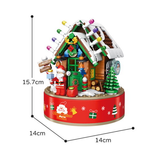 Music Box Kids Building Blocks Christmas Tree Ornaments Rotating LED Shining Music Box DIY City Bricks for Children Gift - Toys Ace