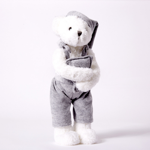New White Pajamas Bear Doll Children Sleep with Plush Toys Girlfriend Birthday Gift