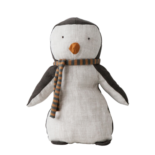 Nordic Linen Handmade Cloth Doll, Knitted Scarf, Little Penguin Doll, Soft Feel and Super Neutral Texture