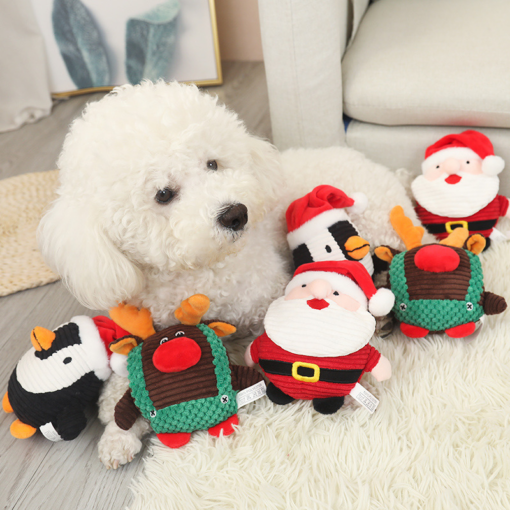 Pet Toy Cats and Dogs Bite-Resistant Plush Doll Santa Claus Speaking Teething Doll