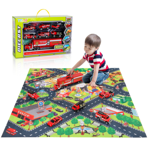 Mini Racing Toy Alloy Engineering Car Parking Lot Scene Game Mat Carpet