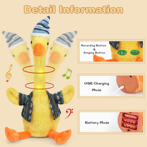 Singing and Dancing Twisting Duck Repeating Plush Toys