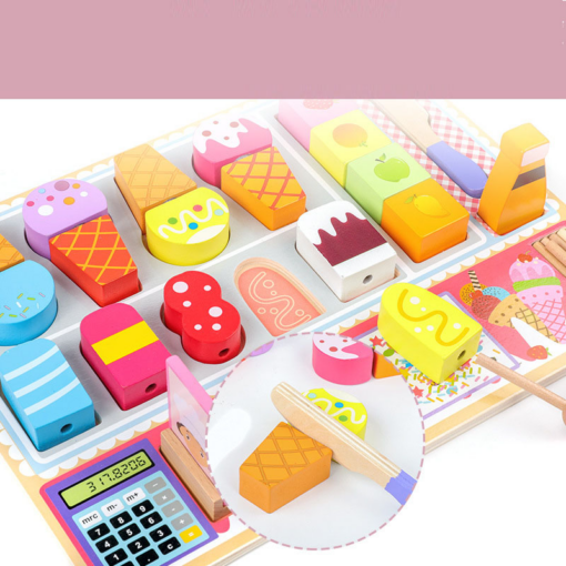 Wooden Children'S Play House Ice Cream Candy Cart Toy Little Girl Push Ice Cream Ice Cream Cart Kitchen Set - Toys Ace
