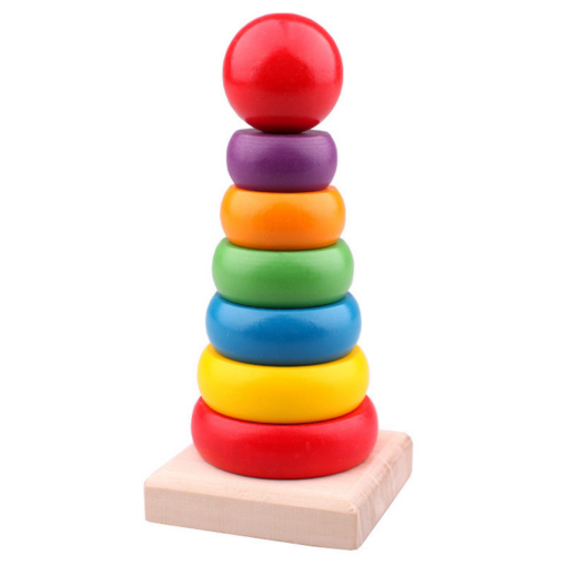 Wooden Puzzle Building Blocks Seven-Layer Tower Color Recognition Toy - Toys Ace