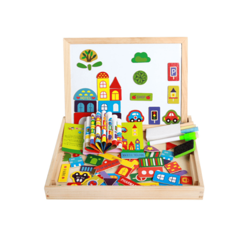 Yellow Children's Magnetic Puzzle Double-sided Puzzle Drawing Board Early Childhood Education Indoor toys