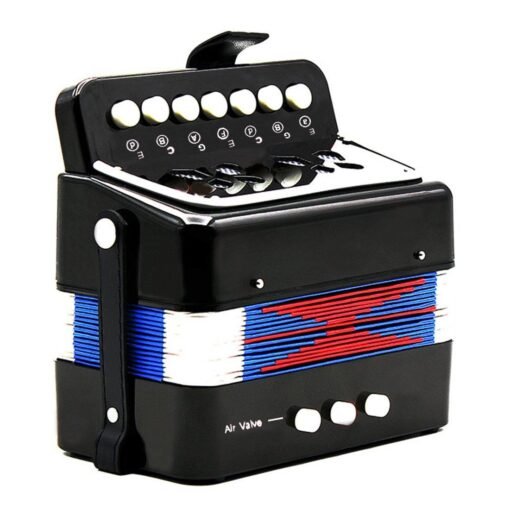 Firebrick Mini Toy Accordion 7 Keys and 3 Buttons Keyboard Musical Instrument for Children Kids Gift