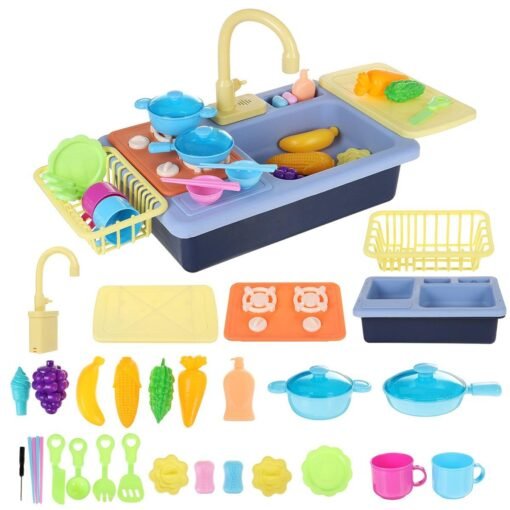 Coral Children's Kitchen Toy Kid Simulation Spray Water Dinnerware Pretend Play Cooking Table Set Gifts