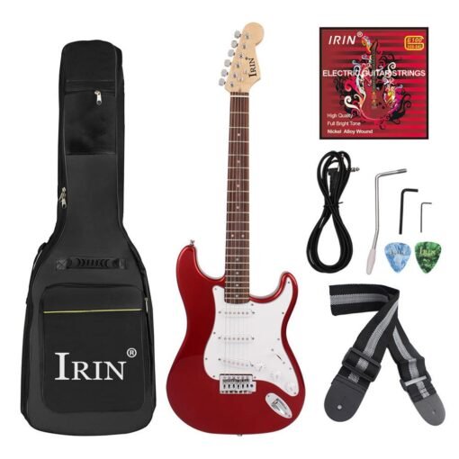 Dark Red IRIN 38 Inch Electric Guitar Kit with Guitar Bag,Strings,Rocker,Wrench,Picks,Strap,Cable for Beginner