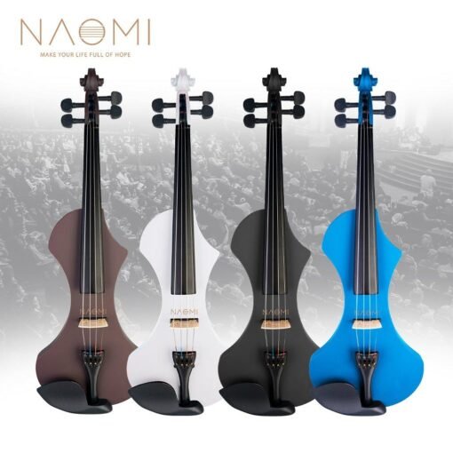 Dark Gray NAOMI 4/4 Electric Violin Solid wood Silent Active Pickup 6 Colored Guitar Head Violin Case Bow