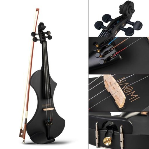 Snow NAOMI 4/4 Electric Violin Solid wood Silent Active Pickup 6 Colored Guitar Head Violin Case Bow
