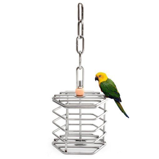 Stainless Steel Pet Bird Parrot Foraging Cage Pigeon Macaw Feeder Hanging Entertainment Toys