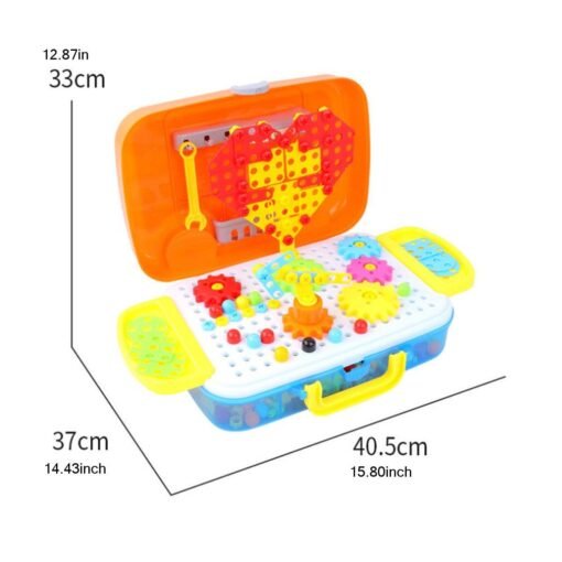 Simulation Montessori DIY Electric Drill Screw Building Blocks Assembly Puzzle Early Educational Toy for Kids Gift