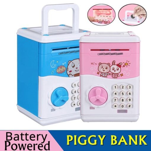 Dodger Blue Kids Electronic Piggy Bank ATM Password Money Coin Automatic Safe Saving Box Toys