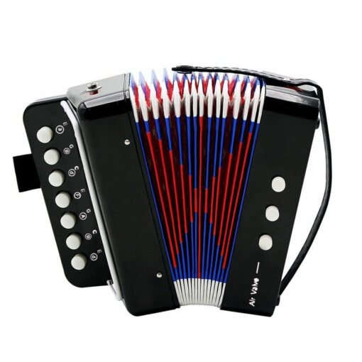 Firebrick Mini Toy Accordion 7 Keys and 3 Buttons Keyboard Musical Instrument for Children Kids Gift