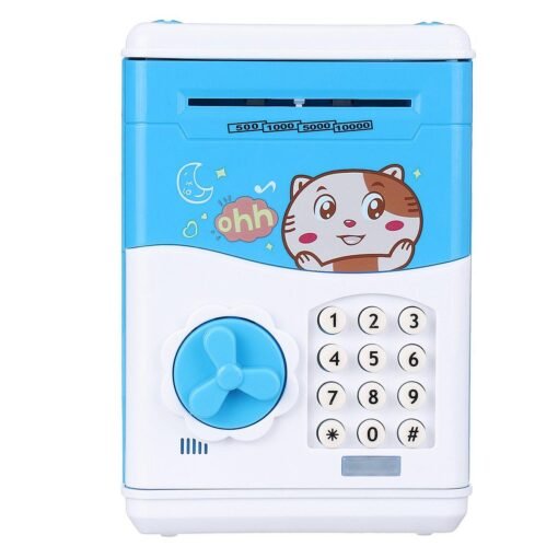 Medium Turquoise Kids Electronic Piggy Bank ATM Password Money Coin Automatic Safe Saving Box Toys
