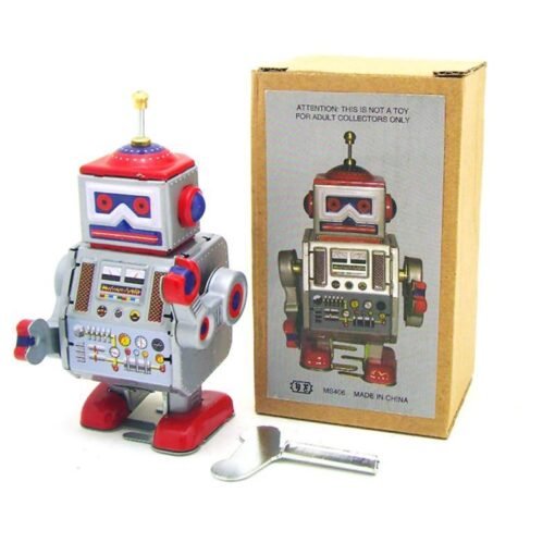 Sienna Classic Vintage Clockwork Wind Up Robot Kids Children Reminiscence Tin Toys With Key
