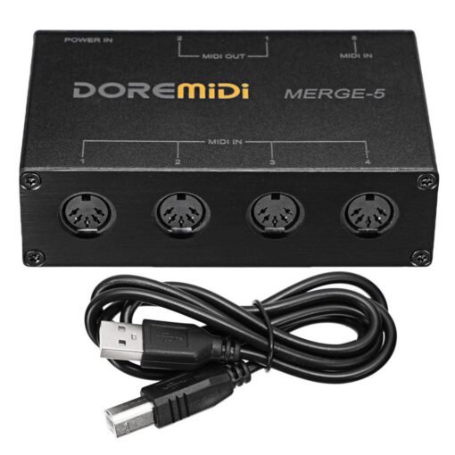 Dark Slate Gray DOREMiDi MIDI Merger 5 MIDI Input 2 MIDI Output Support USB Power MERGE-5