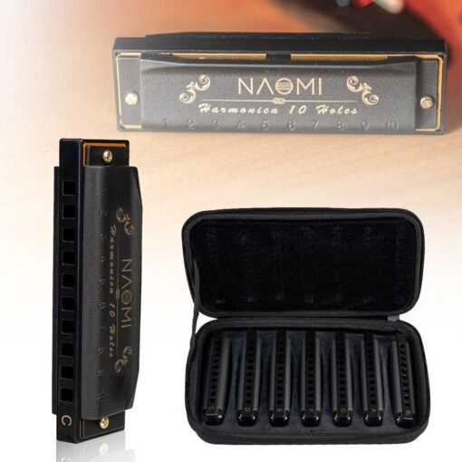 Bisque NAOMI  7PCS/Set 10 Holes C Key Piedmont Blues Harmonica with Case